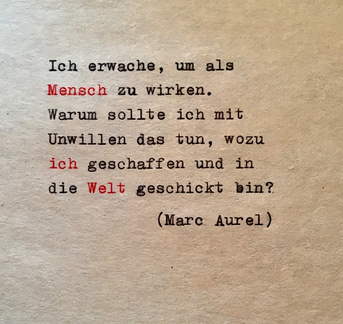 Zitat von Marc Aurel über das Menschsein